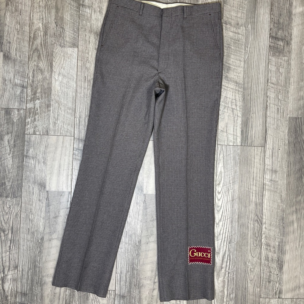 DIY Gucci label slacks houndstooth Dress pants Size unisex 36x32